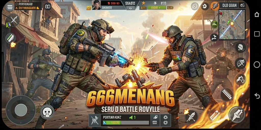 Tampilan aksi seru dalam game Battle Royale 666MENANG.