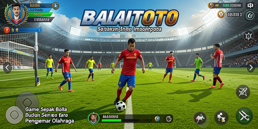 Screenshot gameplay BALAITOTO menunjukkan aksi mencengangkan di lapangan sepak bola.