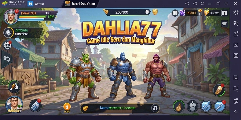 Screenshot gameplay DAHLIA77 menampilkan keseruan bermain idle.