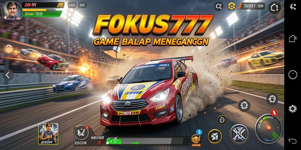 Tampilan gameplay seru dalam balapan FOKUS777.