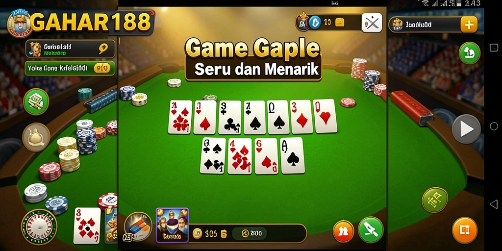 Tampilan menarik dari gameplay Gaple di GAHAR188.