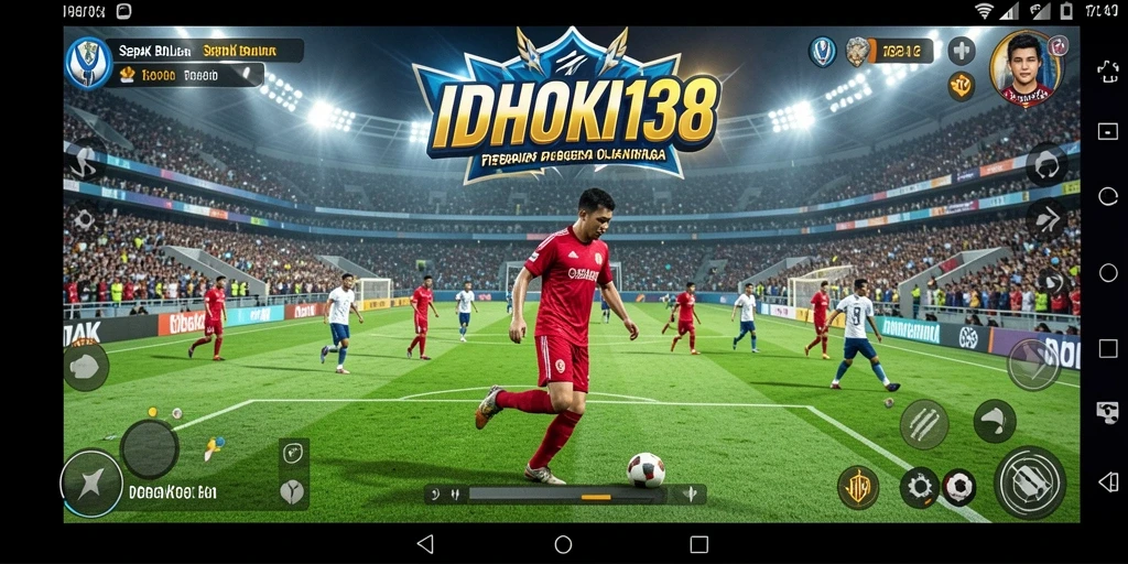 Tampilan gameplay IDRHOKI138 dengan aksi sepak bola yang seru.