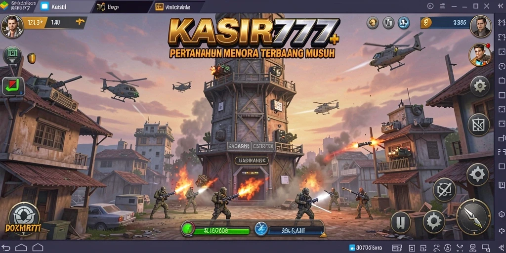 Tampilan gameplay KASIR777 yang menegangkan dalam pertempuran Tower Defense.