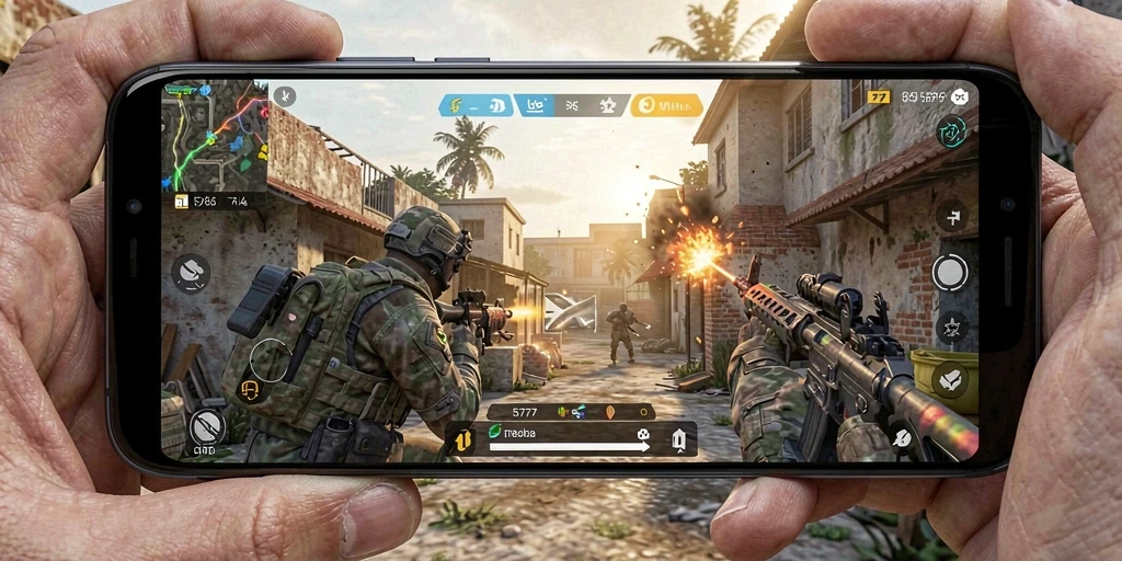 Screenshot gameplay L777 menunjukkan aksi seru dalam pertempuran FPS.