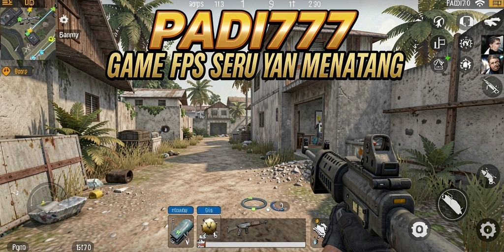 Screenshot utama PADI777 menampilkan aksi tembak-menembak intens di medan perang.