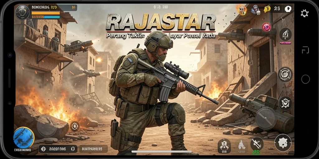 Tampilan gameplay seru di RAJASTAR dengan pertempuran mendebarkan.