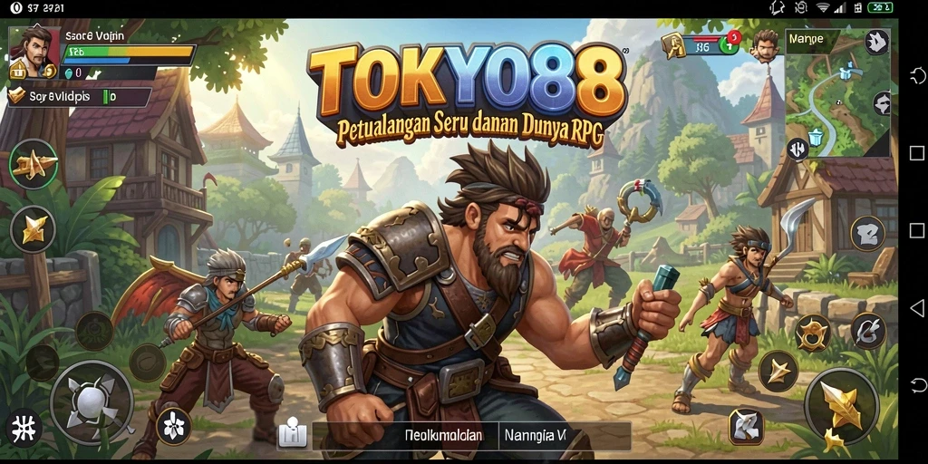 Tampilan gameplay seru dari TOKYO88 yang menggambarkan pertempuran RPG.