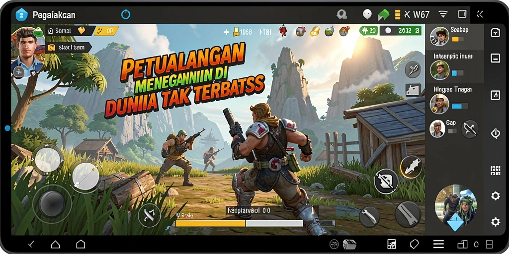 Tampilan gameplay W67 yang memukau dengan aksi petualangan seru.